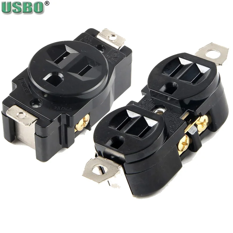 Black 1way 2way L5 15R 15A copper Double Female wired lock connector US