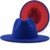 60CM red with gray Bottom Patchwork Panama Wool Felt Jazz Fedora Hats Women Men Wide Brim Party Cowboy Trilby Gambler Hat 12