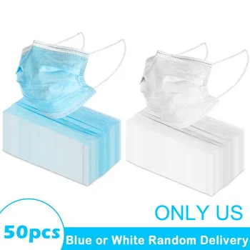 

50pcs 3-Layer Disposable Cycling Face Mask with Elastic Earloop Random Color