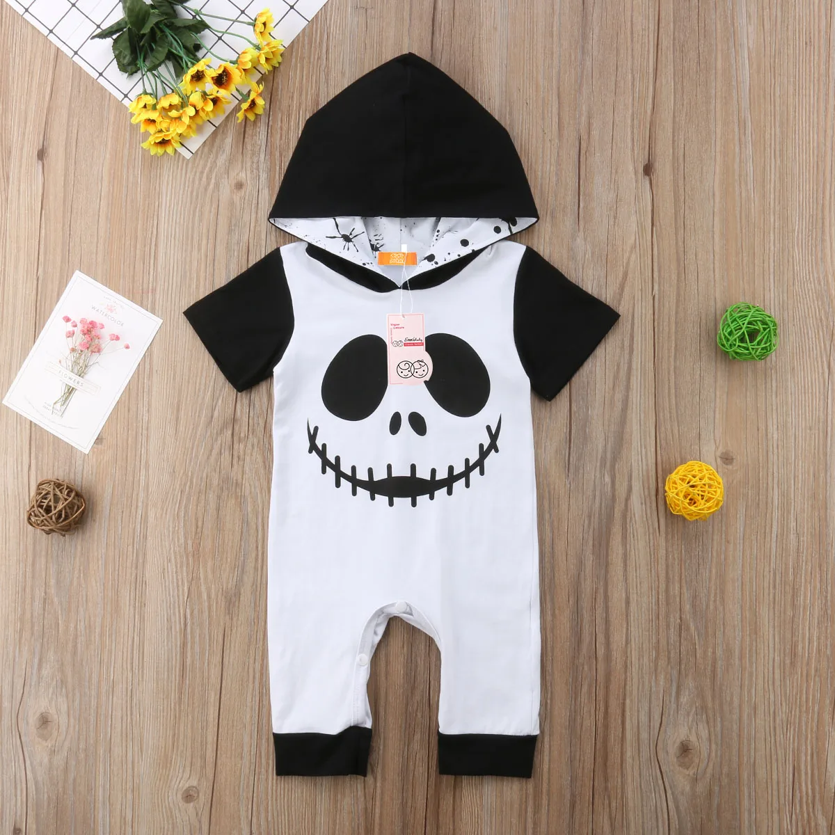 Halloween Costume Newborn Baby Boy Clothes Long Sleeve Hoodies Romper Jumpsuit Festival Outfit 0-24M