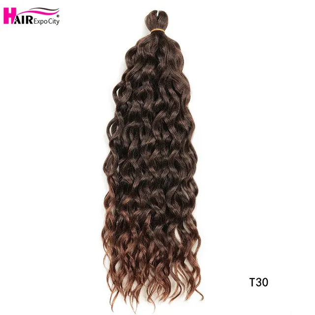 18 Inch Hawaii Curl Hairstyle Ocean Wave Crochet Braid Hair Natural Synthetic Braiding Hair Extensions For Women Hair Expo City T1B/30