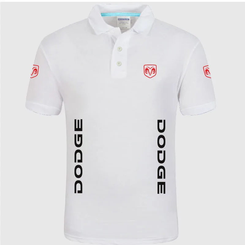 Summer men short sleeve polos mens shirts tops Dodge polo shirt - Цвет: Белый