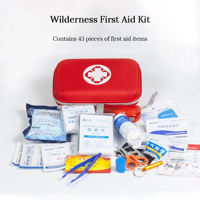 First Aid Kit Emergency Survival Set Handbag Portable 42Pcs Outdoor Camping Hiking Equipment Blanket Bag For Medical Tourniquet