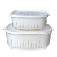 Saim кухонный пищевой контейнер двухслойный дренажный пластиковый прямоугольный контейнер для хранения прозрачный контейнер для хранения свежести