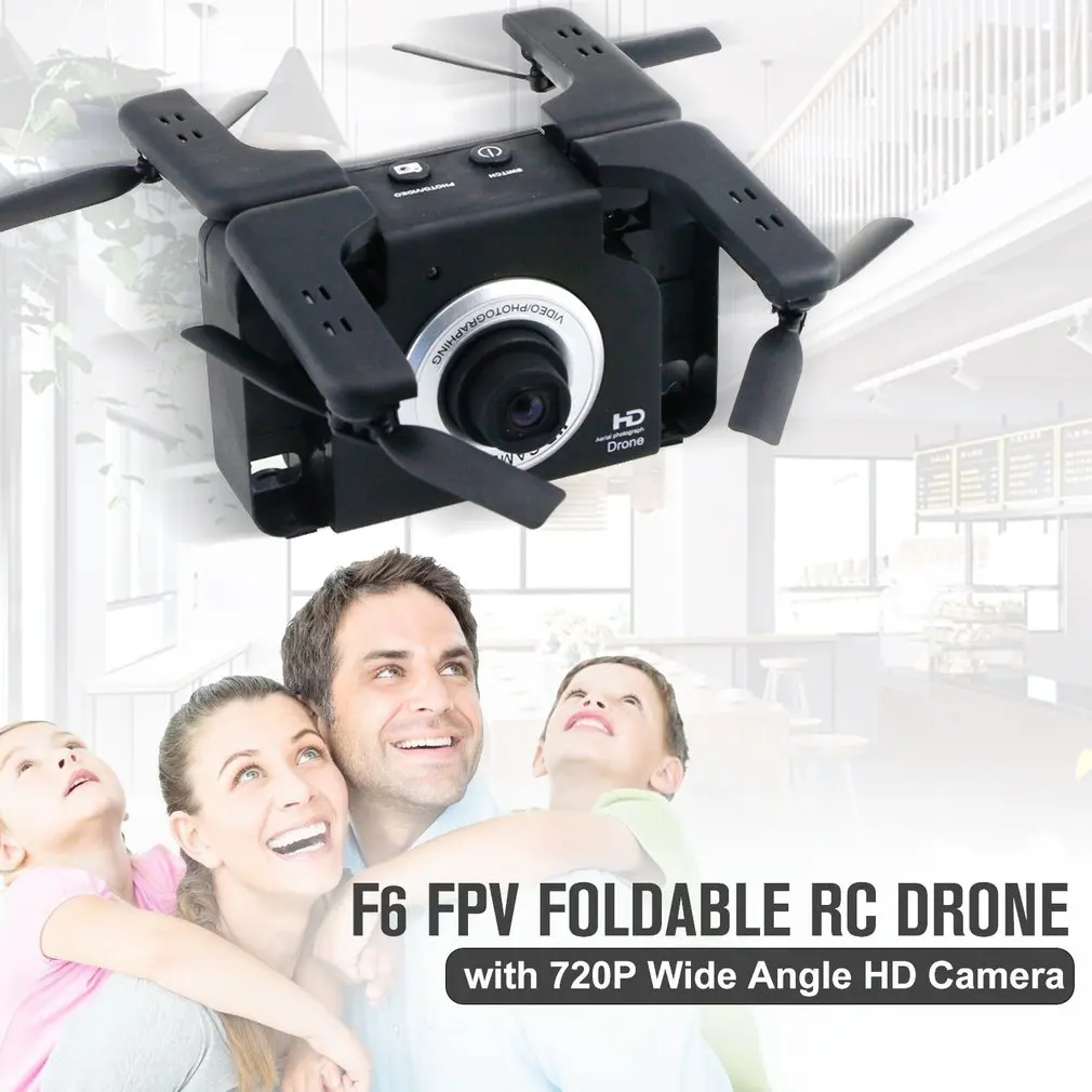 F6 720P широкоугольный Wifi HD камера FPV складной Радиоуправляемый Дрон самолет с жестом селфи Безголовый режим возврат одной кнопкой