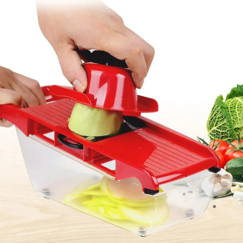 

Vegetable Cutter with Stainless Steel Blade Manual Potato Peeler Carrot Cheese Grater Dicer Slicer Kitchen Tool