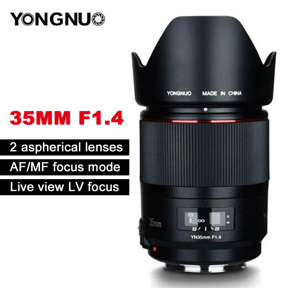 YONGNUO YN35mm F1.4 широкоугольный объектив с полной рамкой для Canon DSLR камер 70D 80D 5D3 MARK II 5D2 5D4 600D 7D2 6D 5D