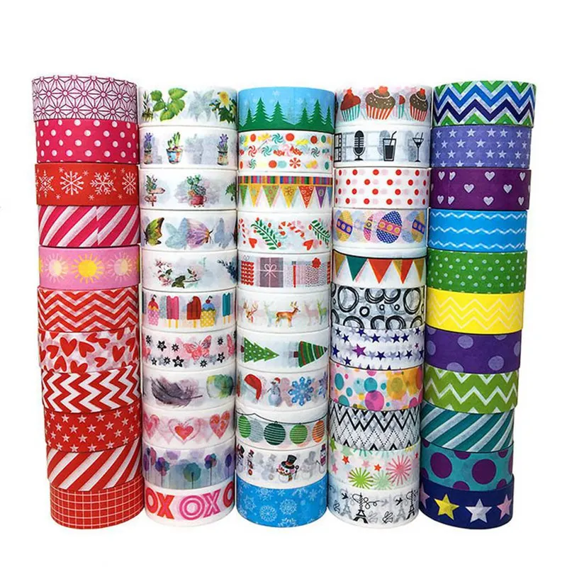 10Pcs Decorative Snow Deer Christmas Tree Washi Tape Set Rice Paper DIY Scrapbooking Adhesive Masking Tape 1.5cm*5m Stationery