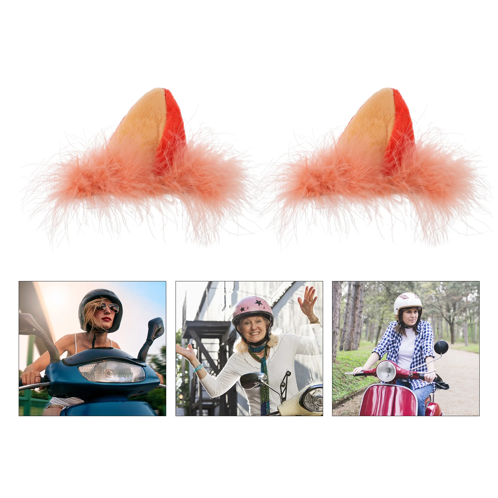 

1 Pair Motorcycle Foxes Ears Plush Animals Ears Decoration Decors