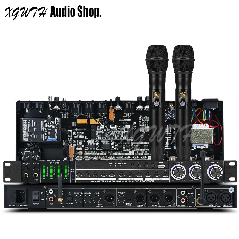 US $182.00 2 Wireless Microphone Effector System AntiHowling Reverb USB Bluetooth Audio Equipment Cardioid Karaoke Dynamic Mic Profession