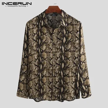 

INCERUN Fashion Printed Shirt Men Long Sleeve Lapel Button Streetwear Men Shirts Casual Brand Personality High Quality Tops 2020