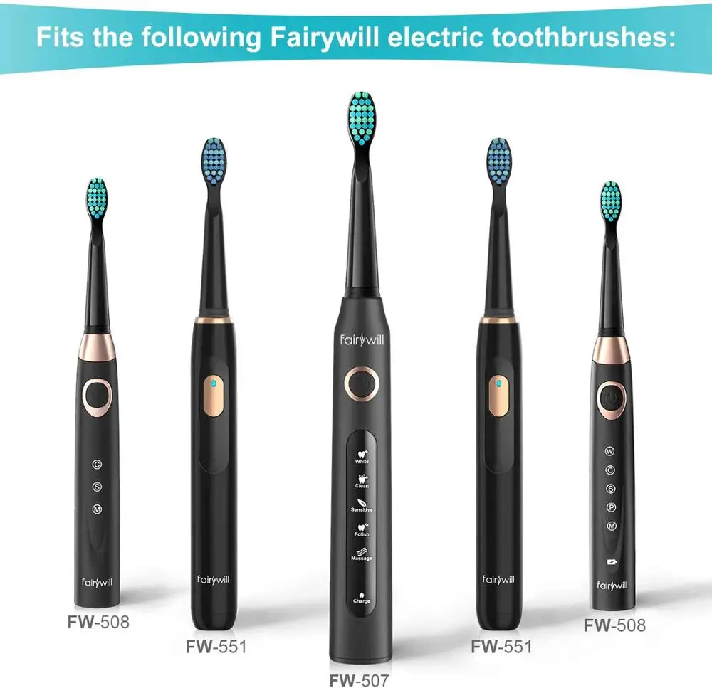 Fairyvontade-Sonic escovas elétricas, cabeças de substituição, escova de dentes, cabeças define para FW-507, FW-508, FW-917, 4, 8