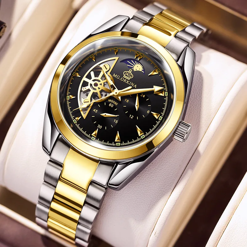 

MG.ORKINA brand new men's business mechanical watch hollow star Tourbillon full-automatic mechanical watch fashion Wristwatch