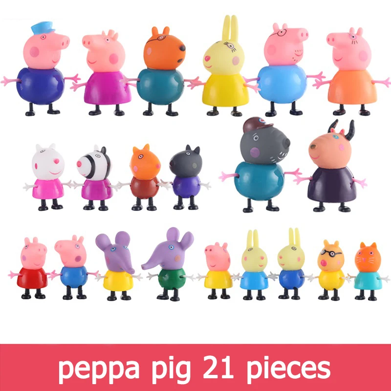 19 Peppa Игрушка Свинья Набор Пегги автобус школьные автобусные фары автомобиль домашний дом свет музыкальная комната кабинет стол самолет мальчик девочка подарок на день рождения - Цвет: 19
