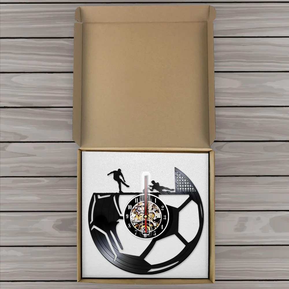 Футбол Винтаж Виниловая пластинка настенные часы Футбол Подвесные часы спортивные тематические часы для любителей футбола болельщиков