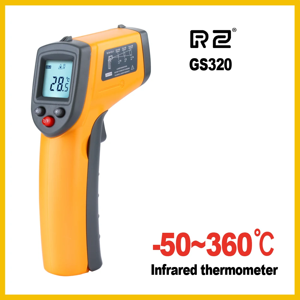 RZ инфракрасный термометр тепловое изображение Ручной цифровой электронный инфракрасный датчик контроллер температуры пистолет RZ420E RZ520E - Цвет: GS320-bubble bag
