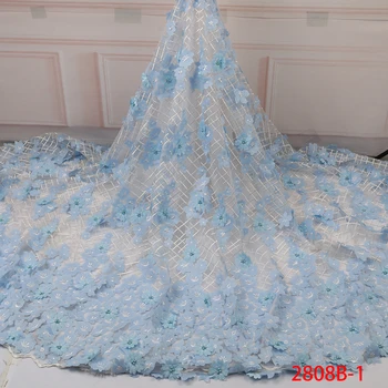 

NIAI french 3D lace material bridal embroidered tulle lace fabric latest nigerian african lace fabric for party dress XY2808B-1