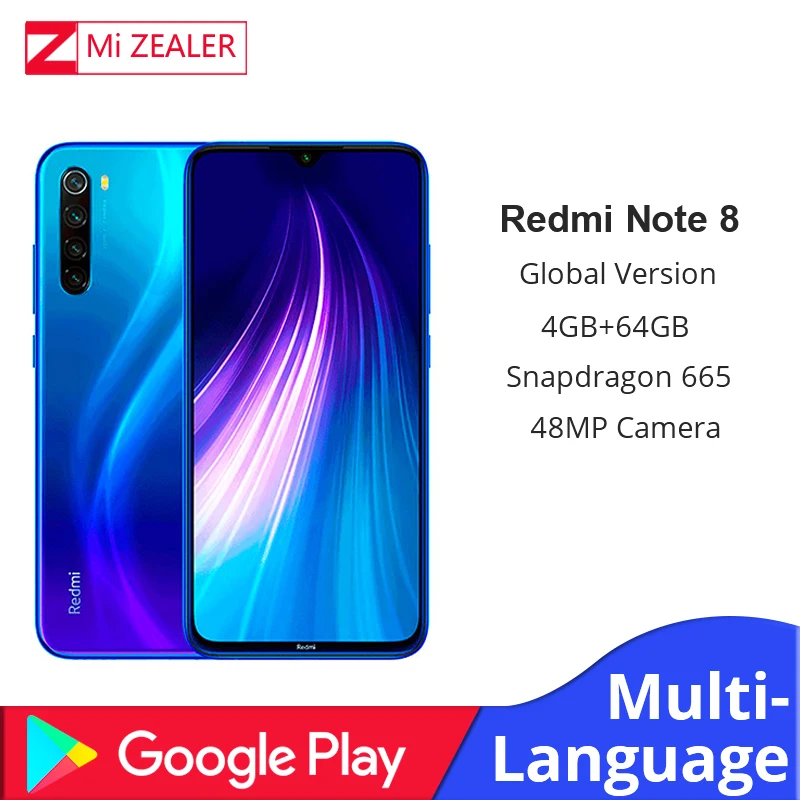 Xiaomi Redm Note 8 с глобальной версией 4 Гб ОЗУ 64 ПЗУ восьмиядерный смартфон Snapdragon 665 48мп