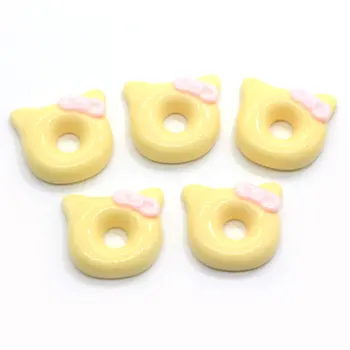 

20/100pcs Cartoon Cat Head Donuts Flatback Cabochon Flat Back Resin Planar Mini Dollhouse Toys For Children Gifts Hair Bow Cent