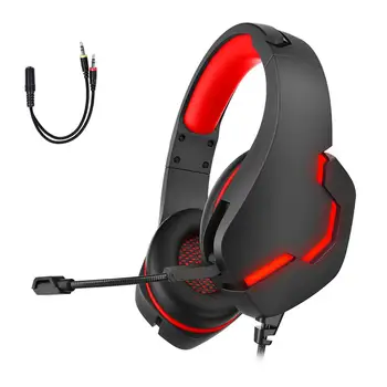 

Gaming Headset Retractable Headband Noise Cancelling MIC for Xbox/PC/PS4/Mobile phone Wired headphones with LED Light
