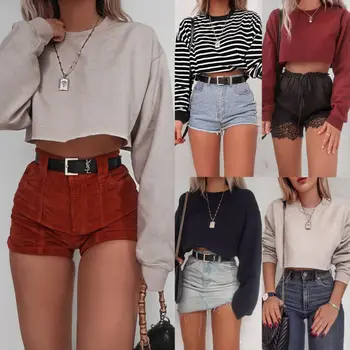 

Women Sweatshirt Long Sleeve Hoody Jumper Cropped Top Hoodie Pullovers Sweatshirt Autumn Women Campus Casual Sweatshirts hot