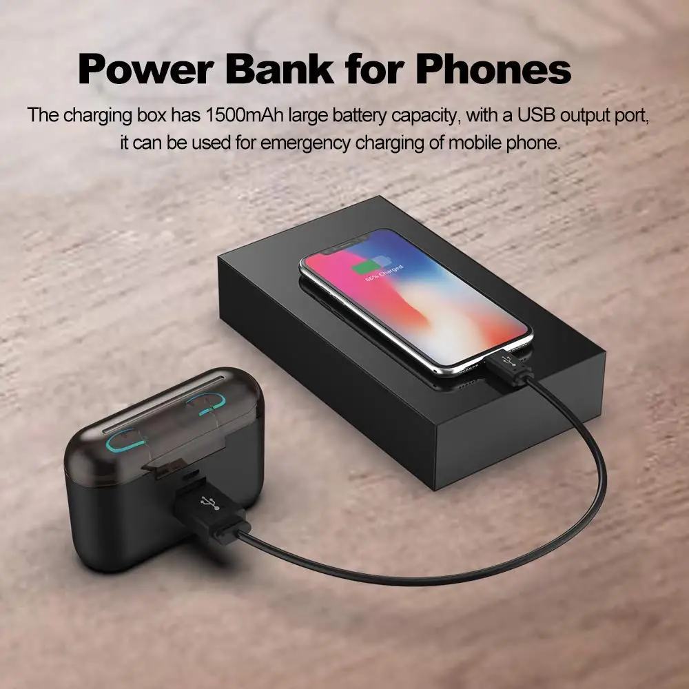 TWS LED Bluetooth 5 0 наушники беспроводные спортивные свободные 3D стерео игровая