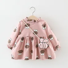 Милое платье для маленьких девочек с Пчелой зимнее бархатное платье принцессы для девочек свадебные платья для малышей платье для дня рождения 1 год