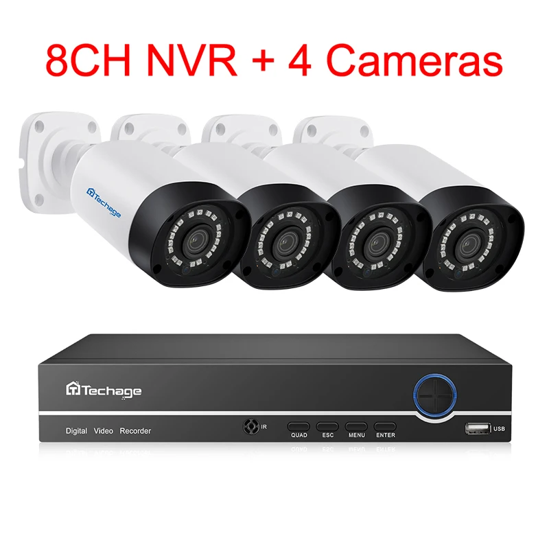 8CH NVR and 4 Camera 8CH 5MP POE Комплект H.265 CCTV система безопасности до to16ch NVR наружная Водонепроницаемая ip-камера обнаружения движения P2P видео набор для наблюдения - Цвет: 8CH NVR and 4 Camera