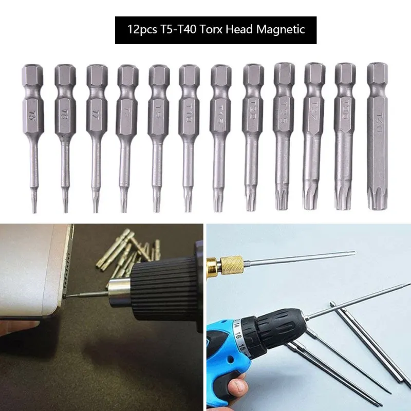 

Hot 11/12Pcs Torx Screwdriver Bit Set 1/4 Inch Hex Shank T5-T40 Magnetic Alloy Steel Security Drill Bit Set Screw Bit Hand Tools