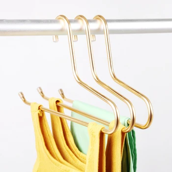 

5pcs Aluminum alloy pants hangers household stainless steel pants rack wardrobe pants clip hook storage artifact scarf organizer