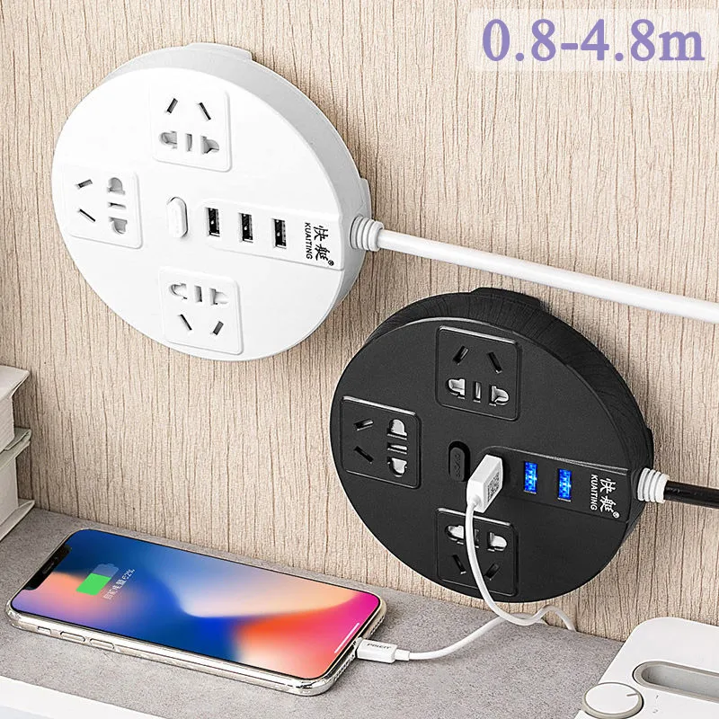 

0.8-4.8m extension cord socket cable USB wall plug Smart socket power adapter pop socket for phones Network filter power adapter