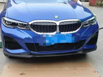 

3PC MP Style Real Carbon Fiber Front Lip Spoiler For 2019 UP BMW G20 Bumper Car Styling
