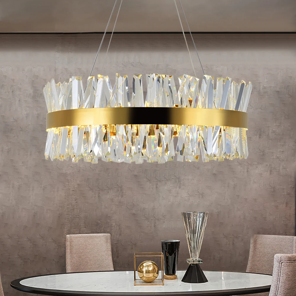 Modern Chandelier for Bedroom Round Gold/Chrome Crystal led Chandeliers for Living Room Dining Room Hall Hallway Home Decor Lamp