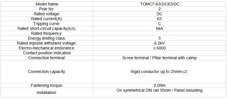 2P 550V 10A 16A 20A 25A 32A 40A 63A DC Автоматический выключатель для PV системы C кривой MCB