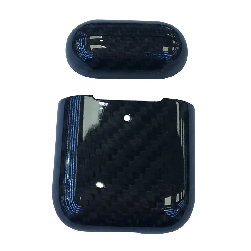 Защитный чехол из углеродного волокна Hardshell, совместимый с Apple Airpods 2 999 - Цвет: Bright-black