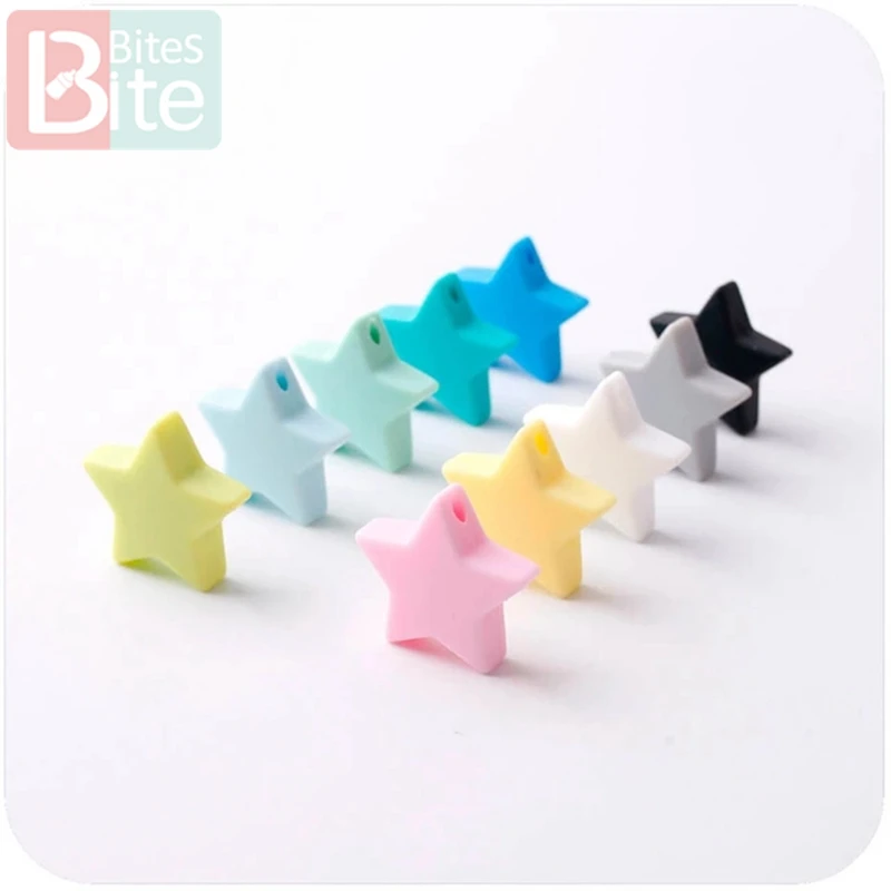 Silicone Teething Toys 10PC 23mm Colorful Silicone Star BPA Free Silicone Teether DIY Crafts Baby Accessories Beads Baby Teether Toy