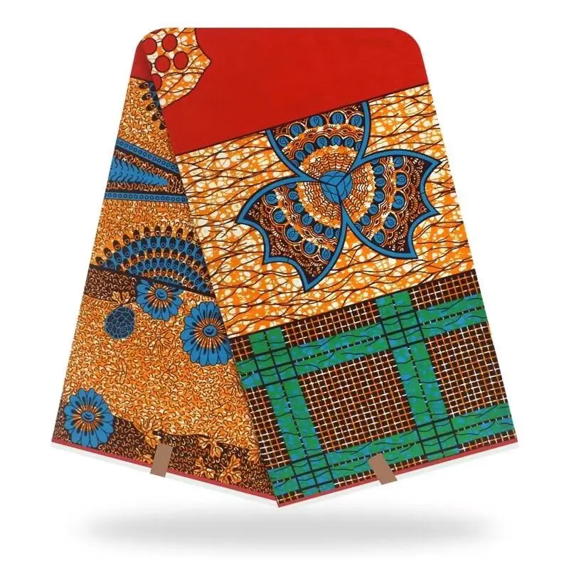 

African Wax Cotton Prints Fabric High Quality 6Yards/Pcs Veritable Soft Breathable Dutch Ankara Wax Fabrics For Wedding Dress