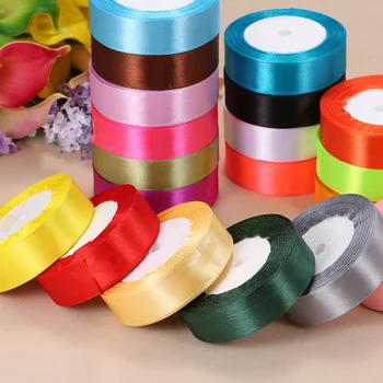 

New 5 Rolls 25mm Width Silk Satin Ribbon DIY Wedding Party Decoration Bow Crafts Invitation Card Gift Wrapping Christmas Ribbons