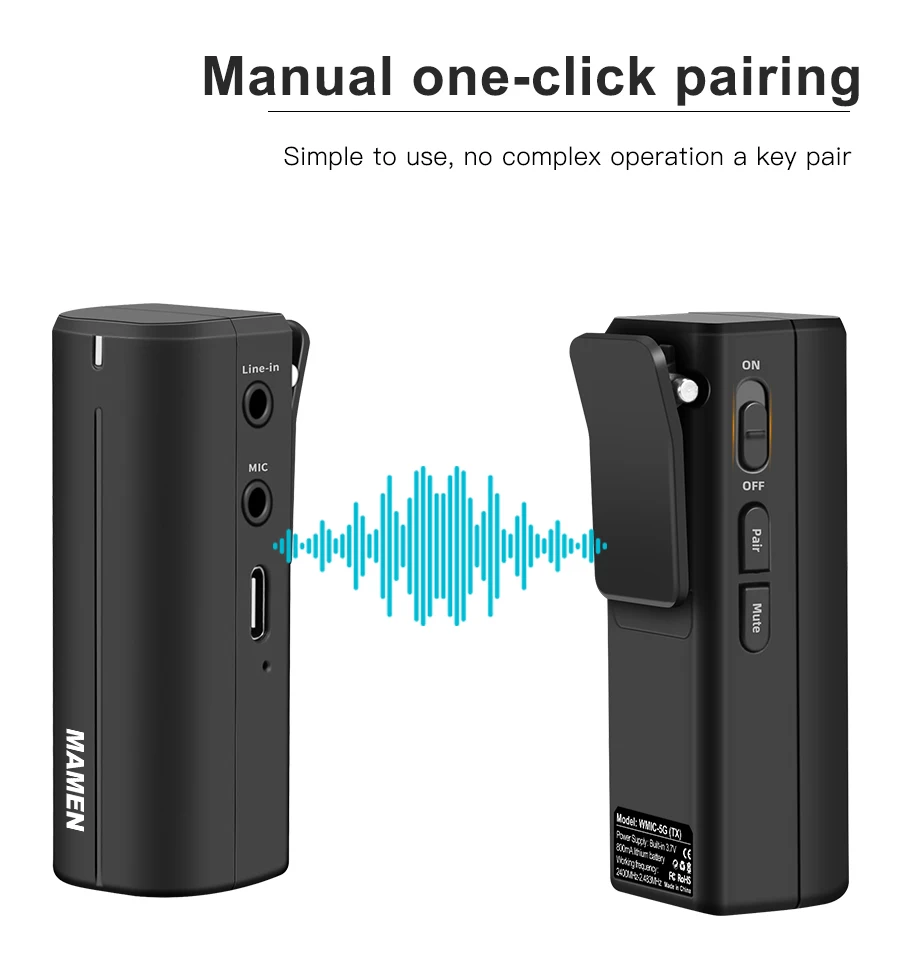 wireless headphones with mic MAMEN 2.4G Mini Wireless Microphone System Real-time Monitoring Lavalier Microphone for Smartphone Camera Vlog Interview Record mic