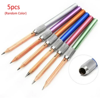 

5PCS Metal Brush Pencil Extender Pen Holder Extensions Pencil Long Rod Metal Color Rod Detachable Extender Holder Random Color