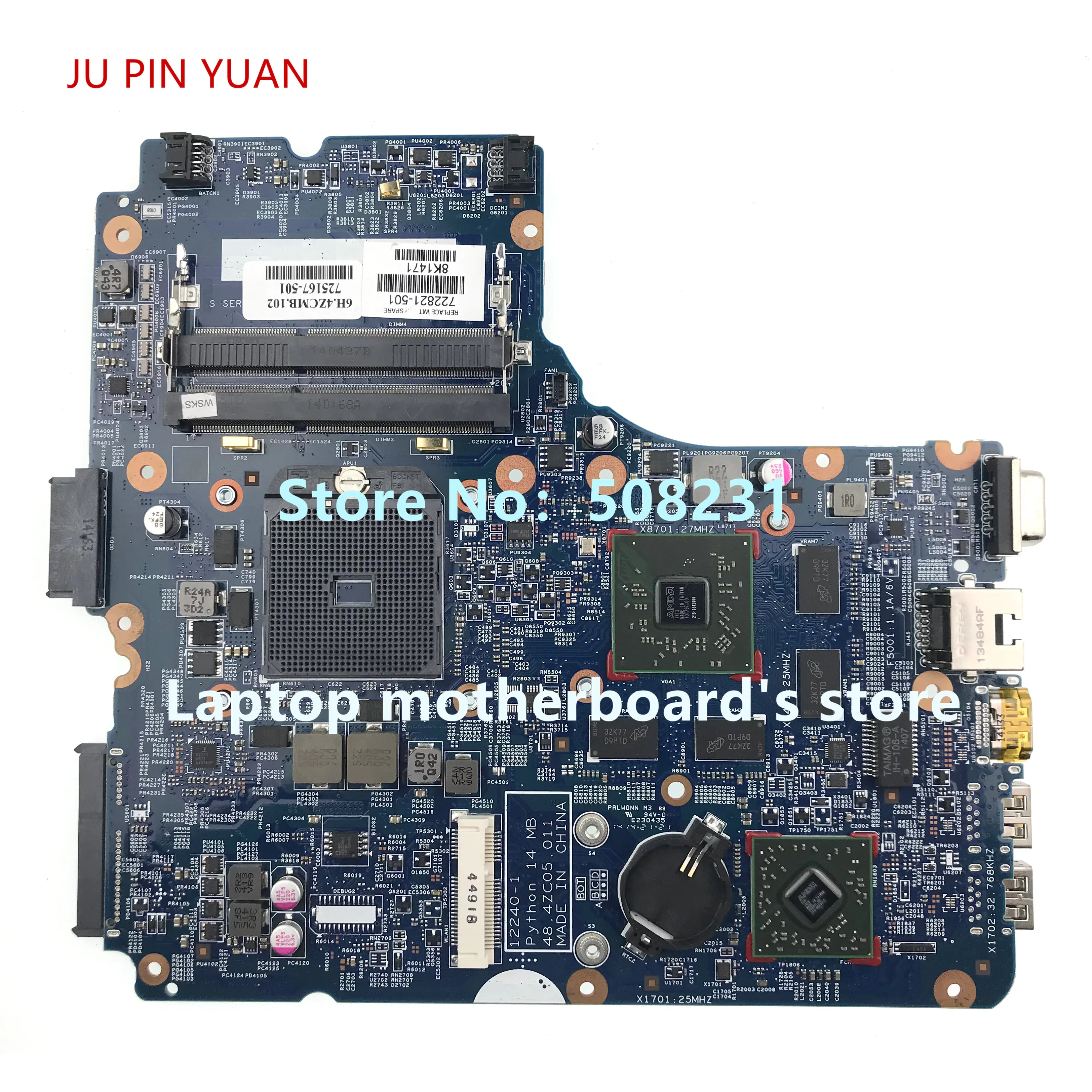 

722821-001 722821-501 12240-1 48.4ZC03.011 Laptop Motherboard For HP Probook 445 455 G1 Mainboard 100% Fully Tested