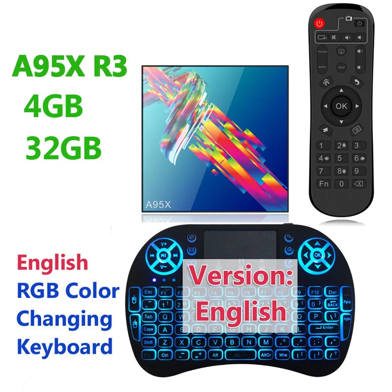 R3 4GB 32GB Set En Смарт ТВ приставка Android 9,0 A95 R3 4K HD телеприставка 4 Гб ОЗУ 32 Гб 64 Гб ПЗУ медиаплеер 5G WiFi 100M LAN глобальная Универсальная - Цвет: R3 4GB 32GB Set En