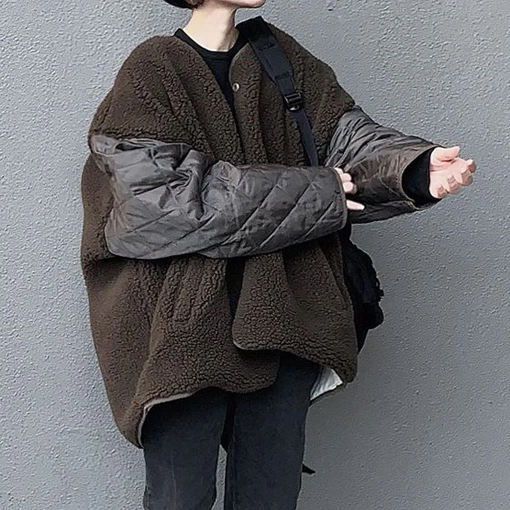 

Cotton Padded Jacket Women Designer Fashion Japan Korea OL Patchwork Loose Parkas Spring Winter Coat Outwear Lazy Overcoat New