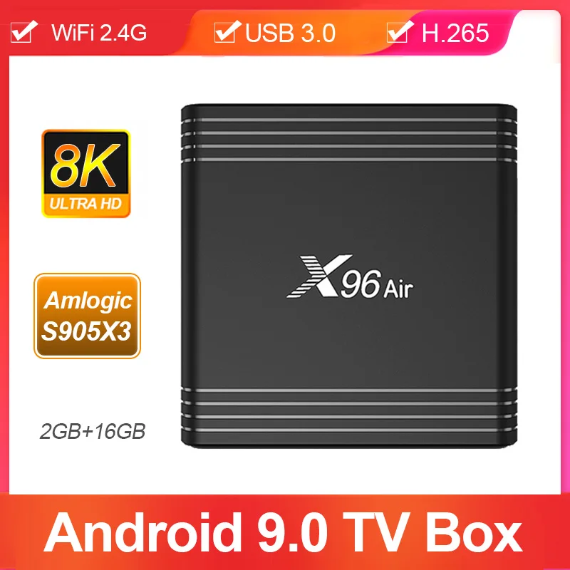 

X96 Air Android 9.0 TV BOX 2G16G Amlogic S905X3 Quad Core Full HD 8K 3D HDMI 2.0 2.4GWifi Without Subscription X96 Air TV Box