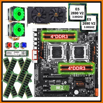 شراءHUANANZHI اللوحة الأم المزدوجة X79 مع 512G NVMe SSD المزدوج وحدة المعالجة المركزية Xeon E5 2690 V2 مع مبردات RAM 128G(8*16G) بطاقة الفيديو GTX1660 6GD6