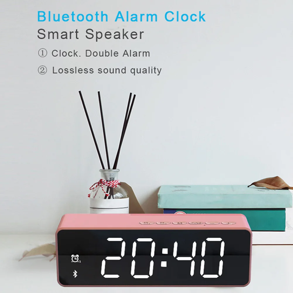 Цифровой Будильник беспроводной гостиной FM радио LED подсветка зеркало Тип Bluetooth