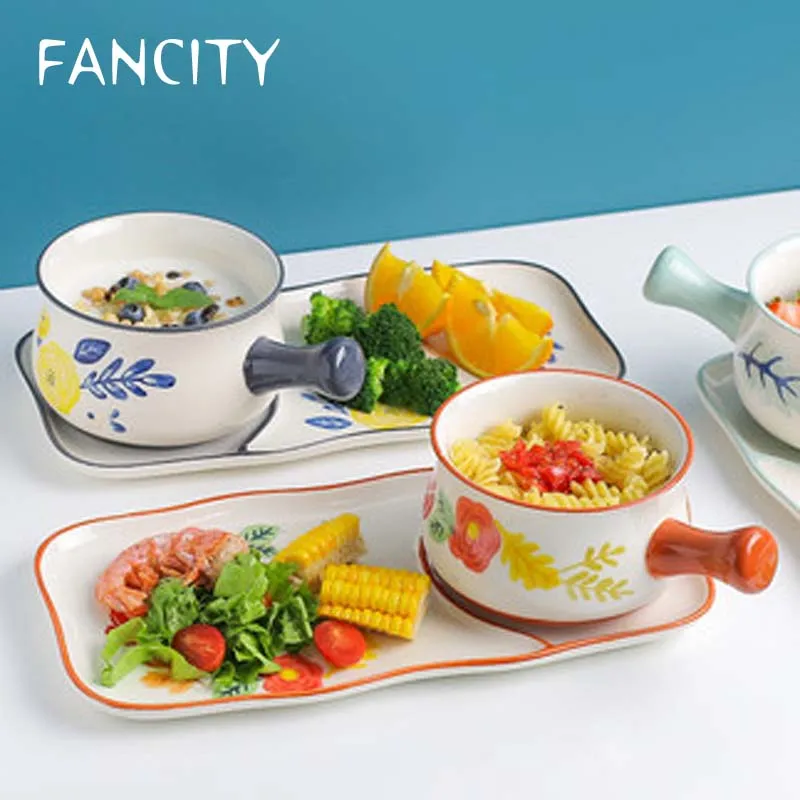 

FANCITY Japanese breakfast bowl and plate set for one person creative net red exquisite breakfast tableware plate household