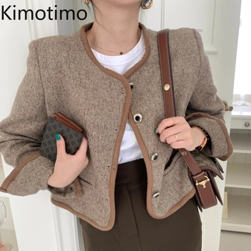 Твидовое пальто Kimotimo женский корейский шикарный винтажный дизайнерский осенний