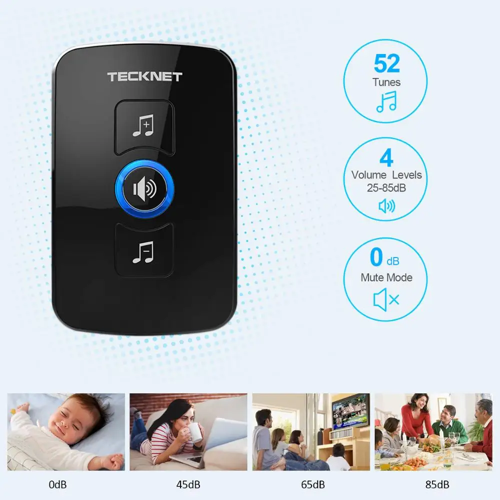 Дверной звонок TeckNet с радиоуправлением настенный беспроводной