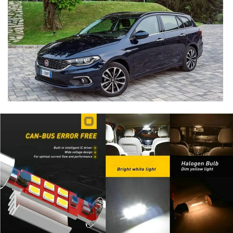 

LED Interior Car Lights For Fiat tipo 160 357 hatchback estate 356 saloon 356 ulysse 179 car accessories lamp bulb error free